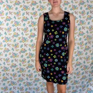 VINTAGE Y2K E.D. MICHAELS by MELANIE DRUCKER neon daisy shift dress size 6/8